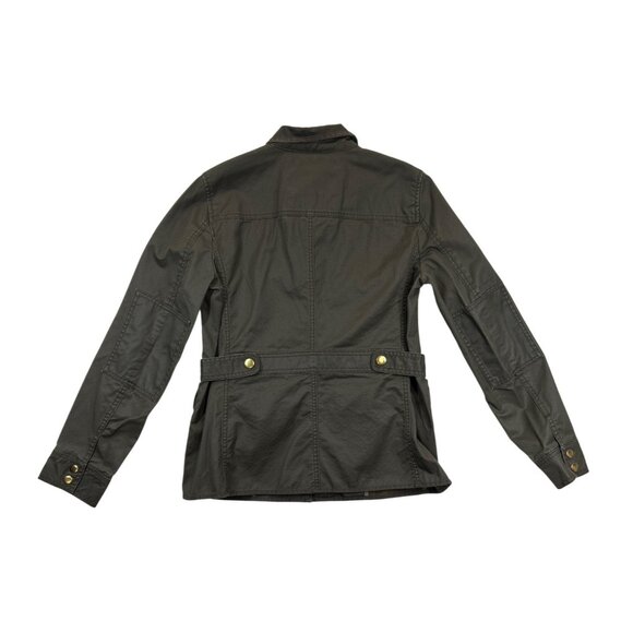 J. Crew Downtown Field Jacket Womens Small Waxed Cotton Army Green Full Zip - Picture 2 of 7